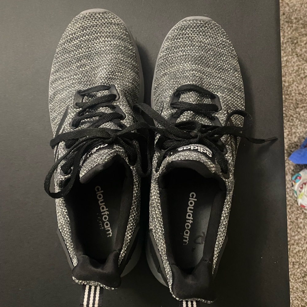Adidas black and grey Cloudfoam tennis shoes size 7.5 men, 9 womens